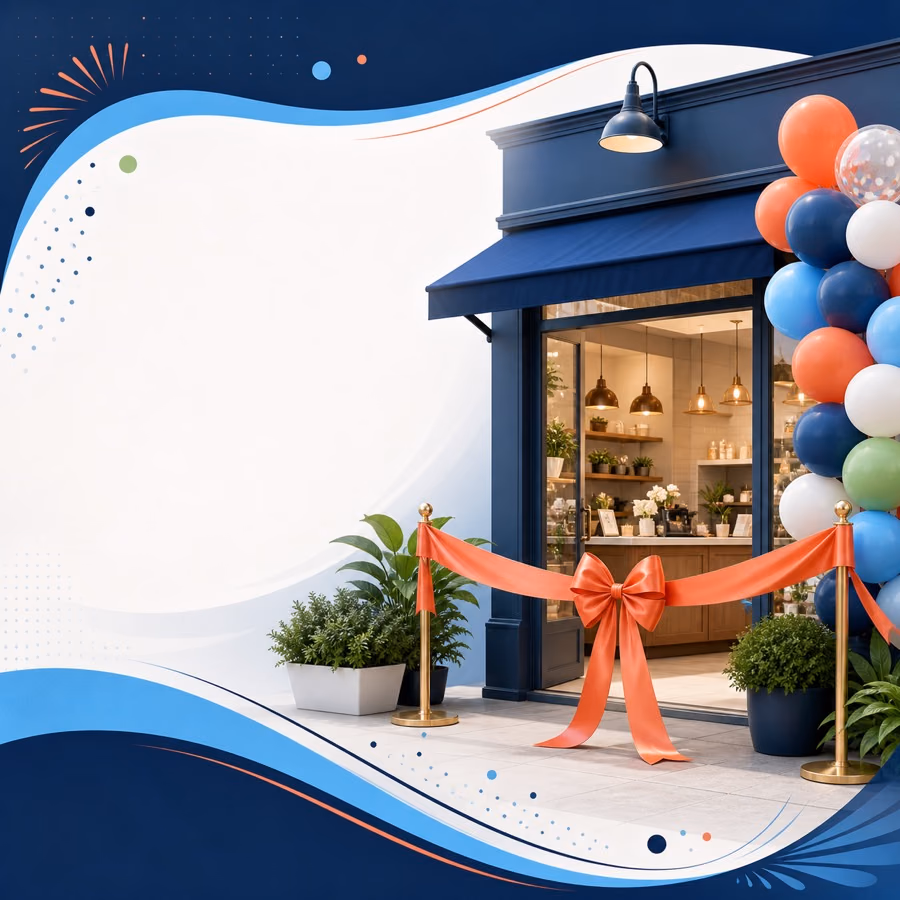 AI local business promotion sample for a grand opening flyer or event campaign